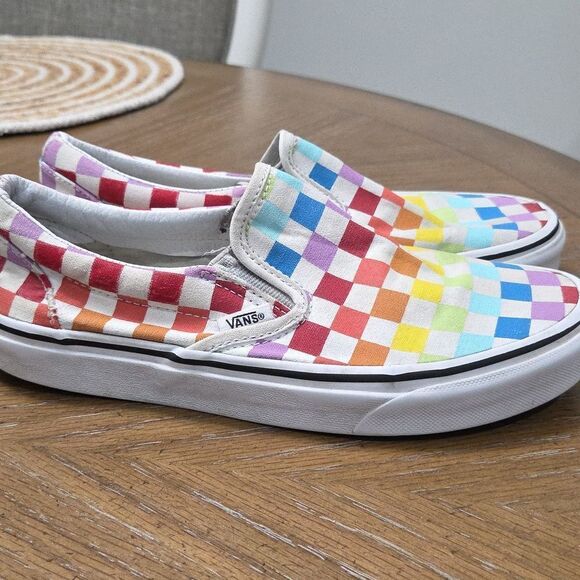 Vans Checkerboard Raunbow Slip On Sneakers, Unisex 7W/5.5M - Picture 6 of 10